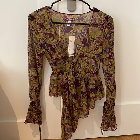 NWT Urban Outfitters Paris Tie-Front Blouse Size XS - Picture 4 of 5